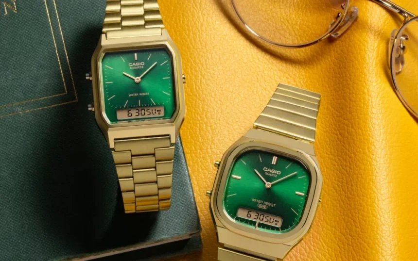 Зелений циферблат і золотистий браслет. Casio поповнила Vintage двома доступними моделями
